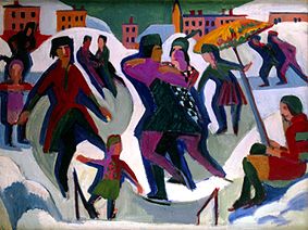Voie glacée avec des patineurs à Ernst Ludwig Kirchner