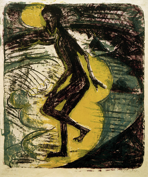Homme escaladant la mer à Ernst Ludwig Kirchner