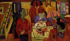 Interieur avec des peintres à Ernst Ludwig Kirchner