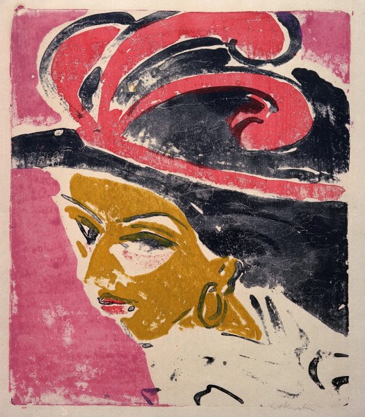 Cocotte avec un chapeau à plumet à Ernst Ludwig Kirchner