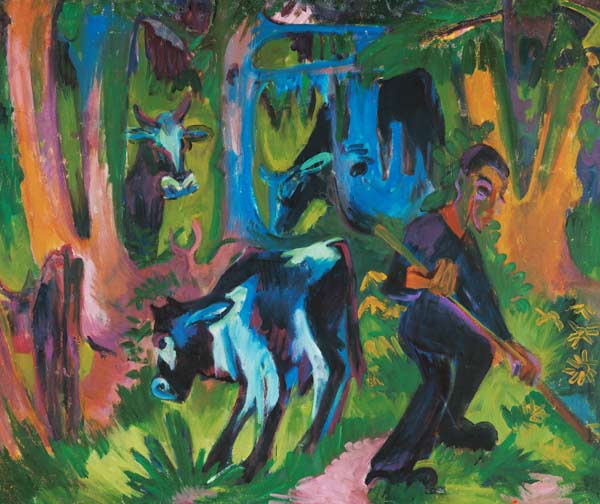 Vaches dans la forêt. à Ernst Ludwig Kirchner