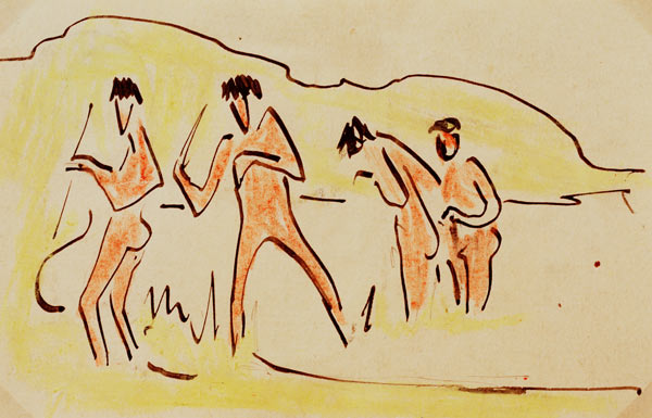 Jetant des roseaux avec les baigneurs à Ernst Ludwig Kirchner