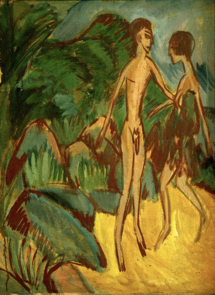 Jeunes nus sur la plage à Ernst Ludwig Kirchner