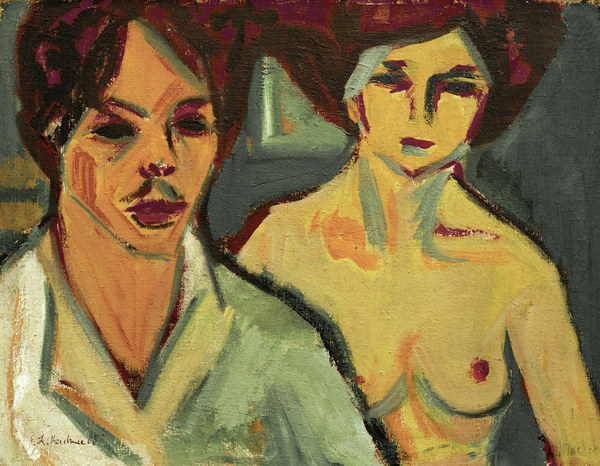 Self-portrait with Model à Ernst Ludwig Kirchner