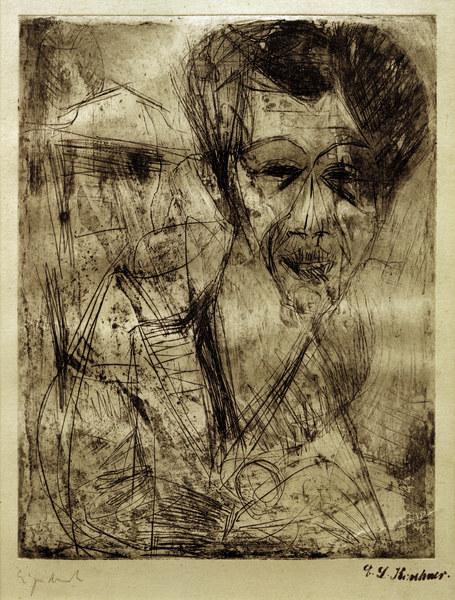 Autoportrait (dessin) à Ernst Ludwig Kirchner