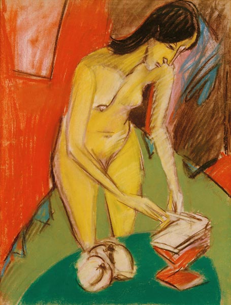 Nu féminin debout vers la table à Ernst Ludwig Kirchner