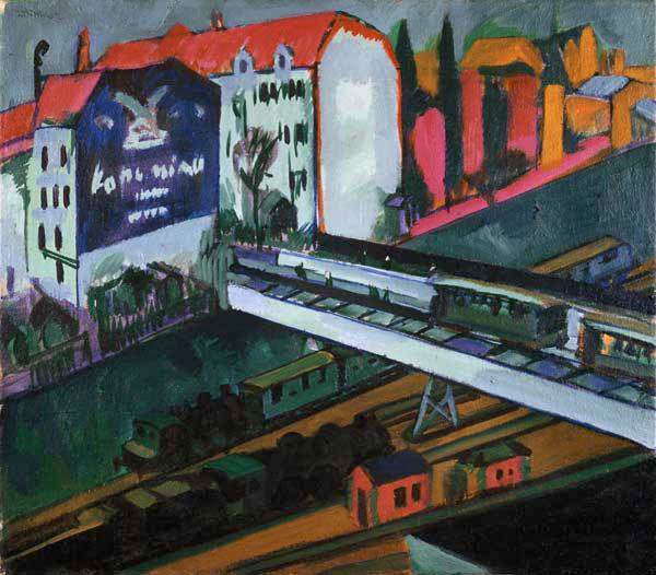Tramway et chemin de fer, Vue du studio de l'artiste. à Ernst Ludwig Kirchner