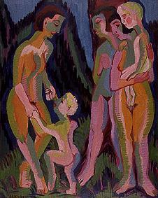 Trois femmes nues avec des enfants