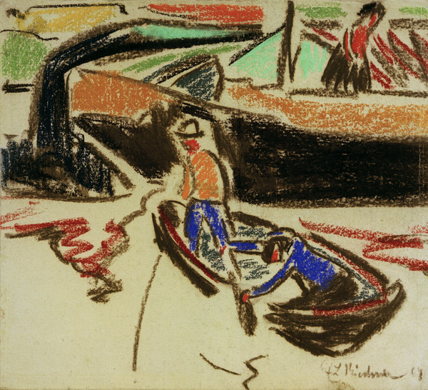 Péniche et canot à Ernst Ludwig Kirchner