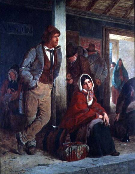 Irish Emigrants Waiting for a Train à Erskine Nicol