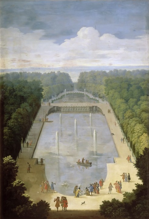 Bosquet de l'Île Royale and Bassin du Miroir in the gardens of Versailles à Etienne Allegrain