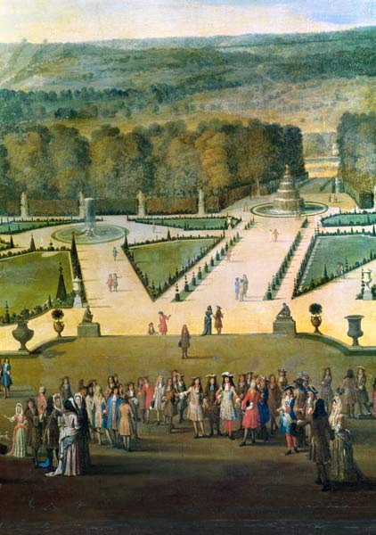 Promenade of Louis XIV by the Parterre du Nord, detail of Louis and his entourage à Etienne Allegrain
