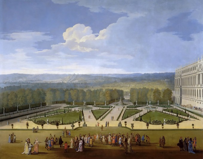 Louis XIV and his Court on a Promenade in the Gardens of Versailles à Etienne Allegrain