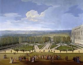 Louis XIV and his Court on a Promenade in the Gardens of Versailles