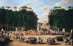 The marriage procession of Napoleon I and Marie-Louise crossing the Jardin des Tuileries on 2nd Apri