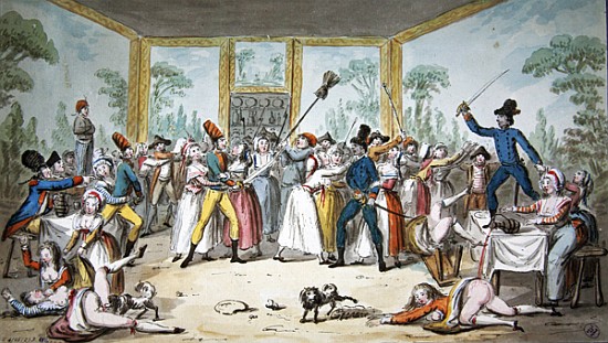 Riotous scene in a tavern during the period of the French Revolution, c. 1789 à Etienne Bericourt