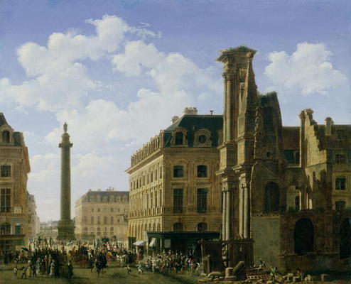 La Place Vendome, 1808 (oil on canvas) à Etienne Bouhot