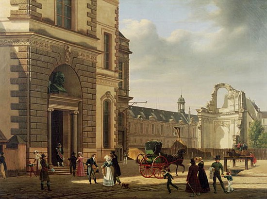 The Entrance to the Musee de Louvre and St. Louis Church à Etienne Bouhot