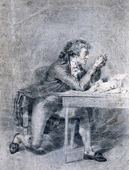 Francois Buzot (1760-94) contemplating a portrait miniature of Madame Roland (1754-93) à Etienne-Charles Leguay