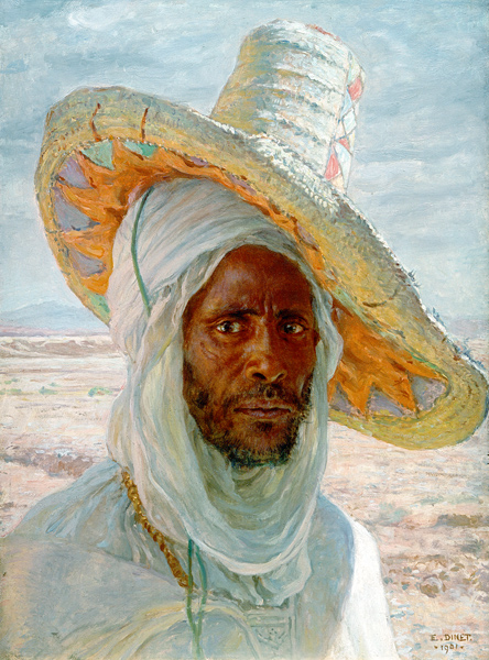 Araber mit großem Hut à Etienne Dinet