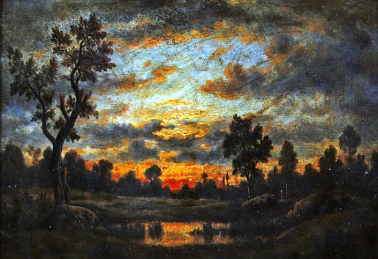 Landscape at sunset à Etienne-Pierre Théodore Rousseau