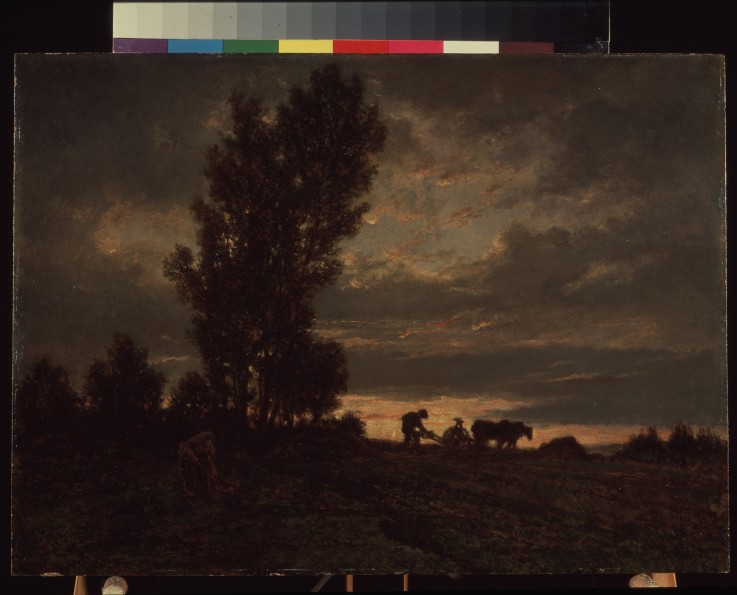 Landscape with a Plowman à Etienne-Pierre Théodore Rousseau