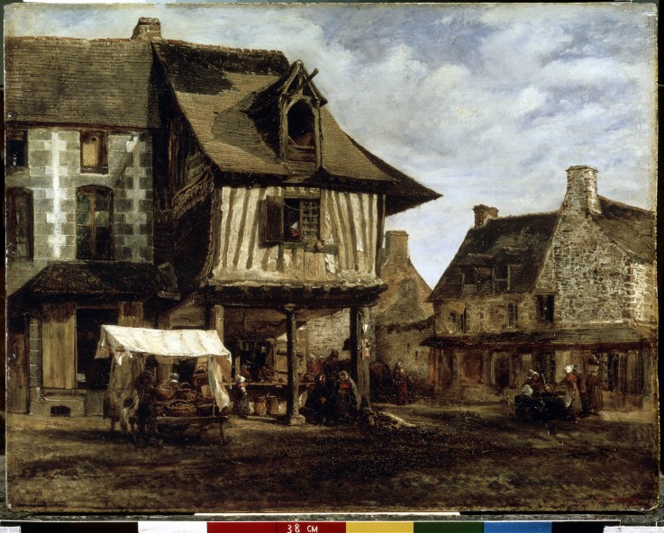 Market-Place in the Normandy à Etienne-Pierre Théodore Rousseau
