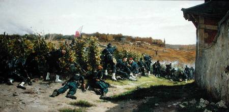 The Tirailleurs de la Seine at the Battle of Rueil-Malmaison, 21st October 1870 à Etienne Prosper Berne-Bellecour