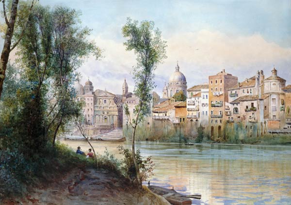 View of the Porto di Ripetta dai Prati, Rome à Ettore Roesler Franz