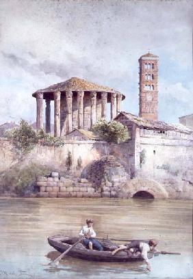 The Temple of Hercules from the River Tiber, Rome