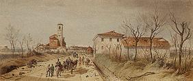 vue sur l'église Bicona às Novara après la bataille.Tiré de l'album de Louis de roi