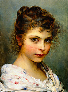 Jeune fille avec cheveux détachés à Eugen von Blaas