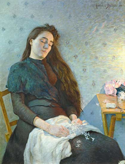 The Sleeping Flower Girl à Eugene Assezat de Bouteyre