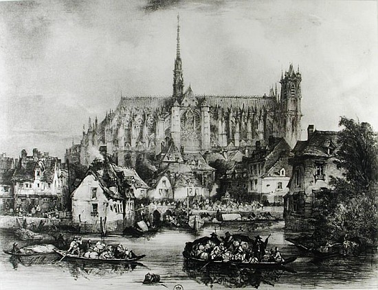 View of the Cathedral of Notre Dame, Amiens, from Pont Dudon à Eugene Balan