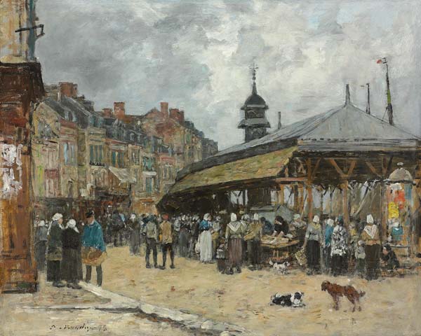 Markt in Trouville à Eugène Boudin