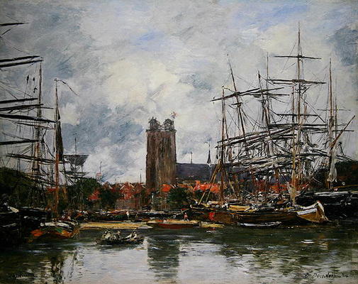 A French Port, 1884 (oil on canvas) à Eugène Boudin