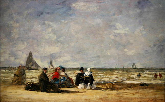 Beach Scene (oil on canvas) à Eugène Boudin