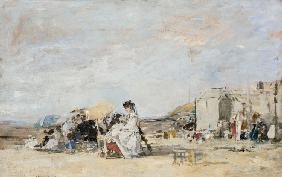 Lady in white on the beach at Trouville