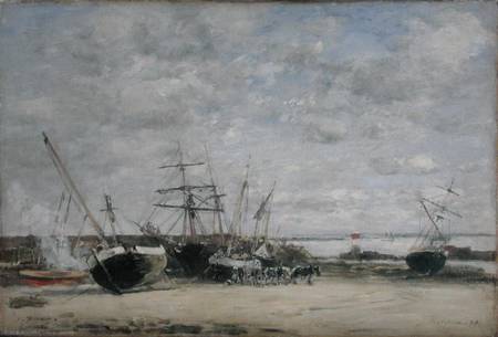 Vessels and Horses on the Shoreline à Eugène Boudin