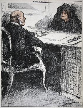 Widow with a justice official, illustration from ''L''assiette au Beurre: Les Fonctionnaires'', 9th 
