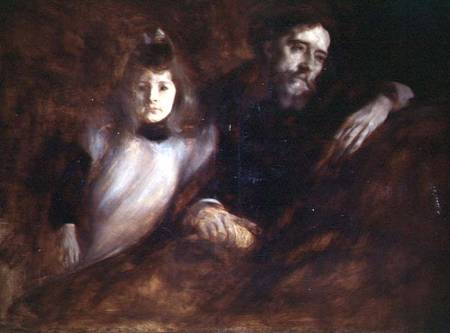 Portrait of Alphonse Daudet (1840-97) and his daughter Edmee à Eugène Carrière