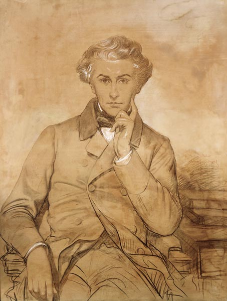 Portrait of Henri Reber (1807-80) (pencil & white chalk on paper) à Eugène-Emmanuel Amaury-Duval