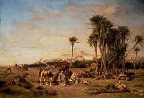 repos d'une caravane dans le Sahara à El-Aghouat. à Eugène Fromentin