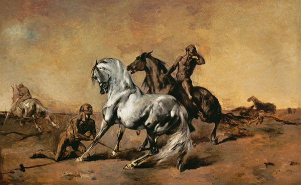 Scène de cavalier dans un désert à Eugène Fromentin