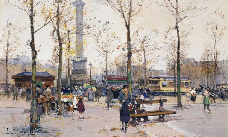 Place de la Bastille, Paris. à Eugène Galien-Laloue