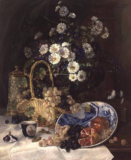 Still life with Flowers and Fruit à Eugene Henri Cauchois