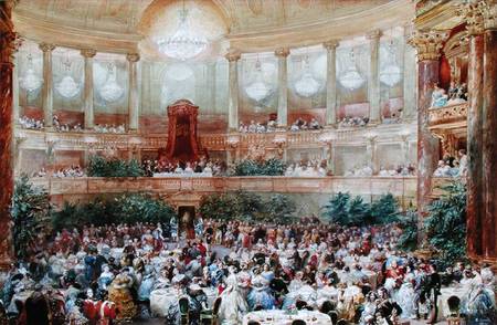 Dinner in the Salle des Spectacles at Versailles à Eugène Louis Lami