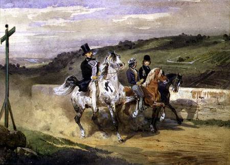 Horace Vernet and his Children Riding in the Country à Eugène Louis Lami