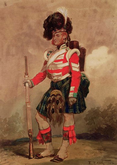 A Soldier of the 79th Highlanders at Chobham Camp in 1853 à Eugene-Louis Lami