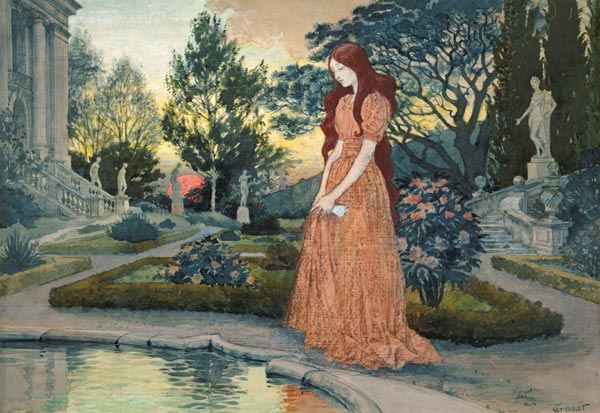 Jeune femme dans un jardin à Eugène Samuel Grasset